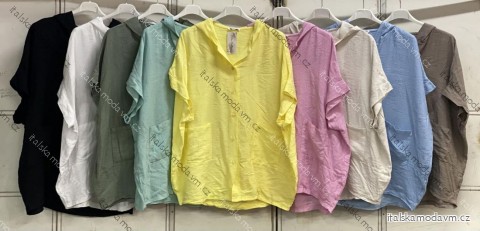 Košile klasik krátký rukáv dámská nadrozměr (54/56/58 ONE SIZE) ITALSKÁ MÓDA IMC26120