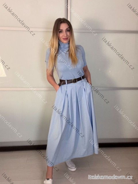 Sukně dlouhá s páskem dámská MARIA (S/M/L ONE SIZE) ITALSKÁ MÓDA IMPLU26G339201/DUR S/M/L světle modrá