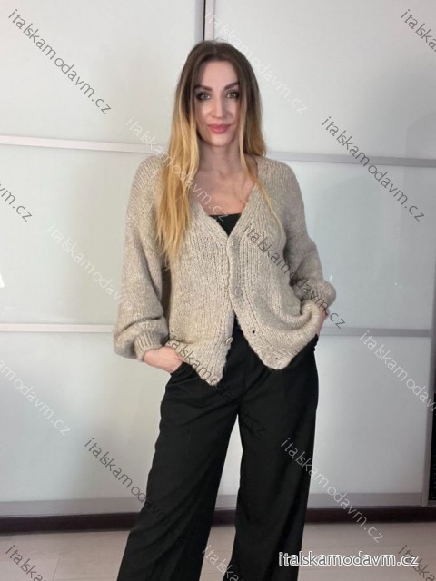 Svetr pletený na knoflíky dlouhý rukáv dámský (S/M/L ONE SIZE) INDICKÁ MÓDA IMWKA26001/DR