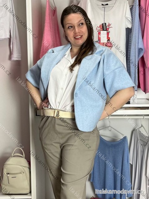 Kabátek teplý krátký rukáv dámský (M/L/XL ONE SIZE) ITALSKÁ MÓDA IMC26069/DR M/L/XL světle modrá