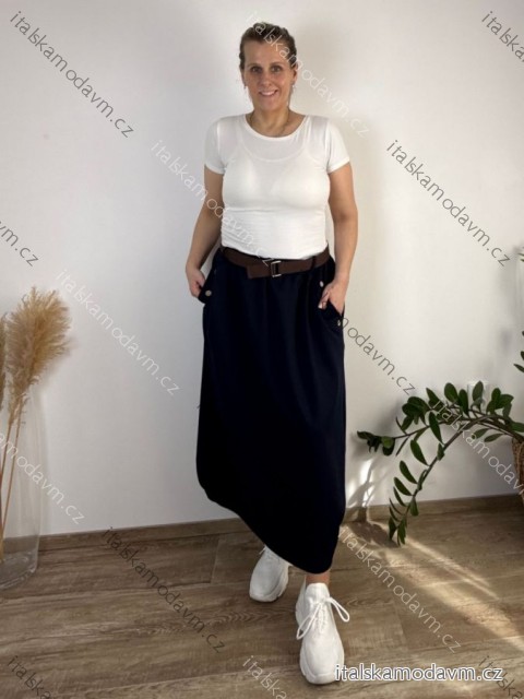 Sukně dlouhá s páskem oversize dámská nadrozměr (50/52/54 ONE SIZE) ITALSKÁ MÓDA IM425632