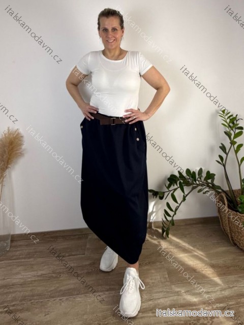 Sukně dlouhá s páskem oversize dámská nadrozměr (50/52/54 ONE SIZE) ITALSKÁ MÓDA IM425632/DU