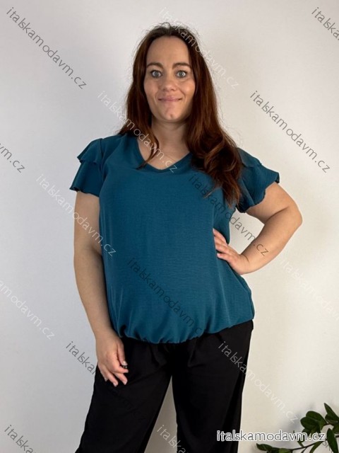Halenka krátký rukáv dámské nadrozměr (50/52/54 ONE SIZE) ITALSKÁ MÓDA IMC26087/DU