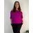 Halenka krátký rukáv dámské nadrozměr PRUE (50/52/54 ONE SIZE) ITALSKÁ MÓDA IM426075/DUR 50/52/54 růžová fuchsiová