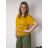 Tunika s přívěskem krátký rukáv dámské nadrozměr VIVIEN (40/42/44ONE SIZE) ITALSKÁ MÓDA IM426022/DU 40/42/44 žlutá hořčicová