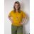 Tunika s přívěskem krátký rukáv dámské nadrozměr VIVIEN (40/42/44ONE SIZE) ITALSKÁ MÓDA IM426022/DU 40/42/44 žlutá hořčicová
