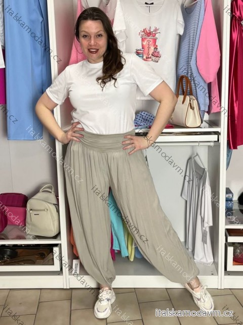 Nohavice aladinky harémky dlhé dámske (M/L ONE SIZE) TALIANSKA MÓDA IMD22212/DR M/L tmavě béžová