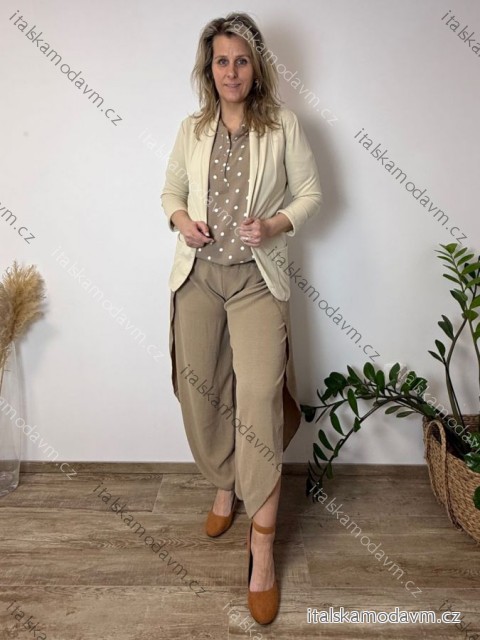 Kalhoty letní dámské LORA (S/M/L ONE SIZE) ITALSKÁ MÓDA IM42610111/DU S/M/L béžová