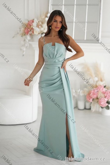 Šaty třpytivé elegantní společenské s geometrickým výstřihem na ramínky dámské (34-46) POLSKÁ MÓDA PMLBC24320-03