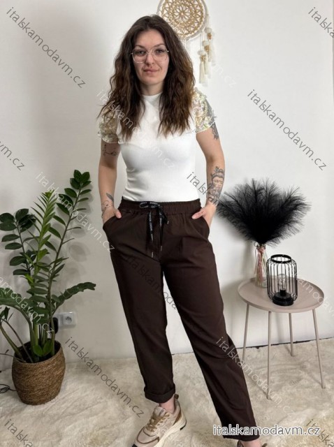 Kalhoty outdoorové dámské (M/L/XLONE SIZE) ITALSKÁ MÓDA IM426043/DU tmavě hnědá M/L/XL