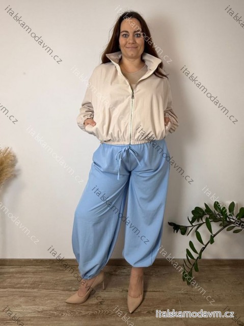 Kalhoty letní dámské nadrozměr EVA (42/44/46 ONE SIZE) ITALSKÁ MÓDA IMC26076/DR 42/44/46 světle modrá