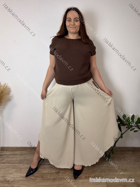 Tunika krátky rukáv dámska nadrozmer TAMARA (42/44/46 ONE SIZE) TALIANSKA MÓDA IMC24057/DUR hnědá čokoláda 42/44/46