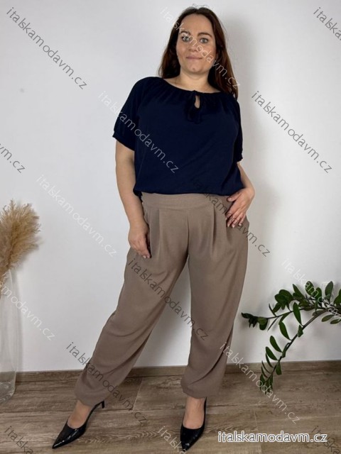 Kalhoty oversize dlouhé letní dámské nadrozměr KAROL (42/44/46 ONE SIZE) ITALSKÁ MÓDA IM42600012/DU