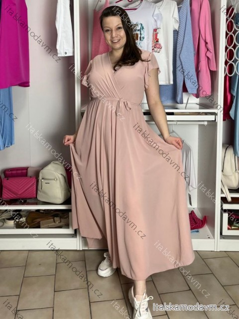 Šaty letní šifonové krátky rukáv dámske AMANDA (S/M/L ONE SIZE) TALIANSKA MóDA IM42600014/DUR S/M/L růžová starorůžová