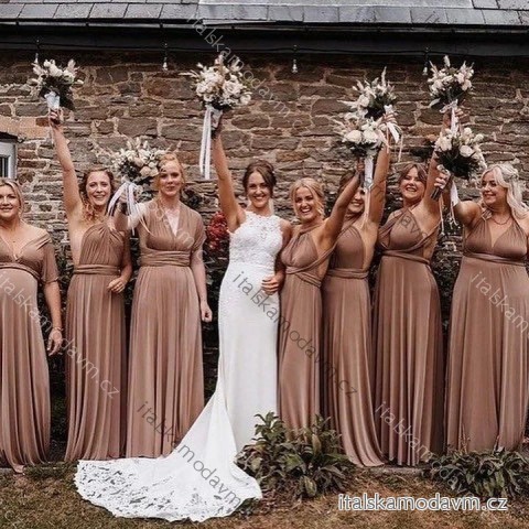 Šaty společenské dlouhé ramínka na variabilní zavazování dámské (S/M/L/XL ONE SIZE) ITALSKÁ MÓDA IMM223000HG -   hnedá
 -   S/M/L