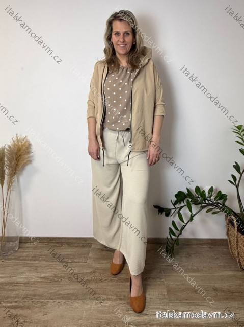 Kalhoty oversize dlouhé letní dámské nadrozměr RENATE (42/44/46 ONE SIZE) ITALSKÁ MÓDA IM42600013