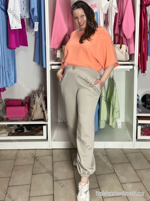 Tepláky elegantní dámské nadrozměr (44/46/48 ONE SIZE) ITALSKÁ MÓDA IM426009/DUR