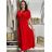 Šaty dlouhé elegantní letní krátký rukáv dámské nadrozměr ASTRA (42/44/46 ONE SIZE) ITALSKÁ MÓDA IM425422/DUR červená 42/44/46
