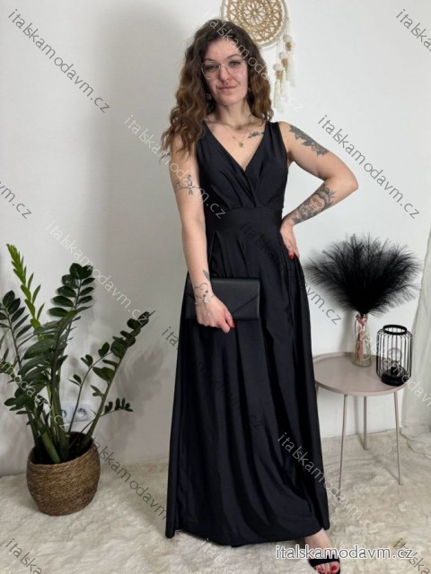 Šaty elegantní dlouhé bez rukávu dámské SARA (M/L/XL ONE SIZE) ITALSKá MóDA IM4251146/DUR černá M/L/XL