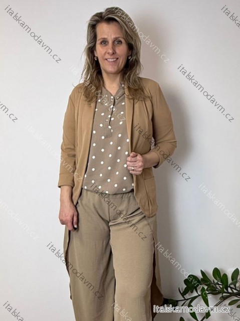 Sako tenké jarný dlhý rukáv dámske (S/M/L ONE SIZE) TALIANSKA MÓDA IMD24025/DUR tm. hnědá S/M/L