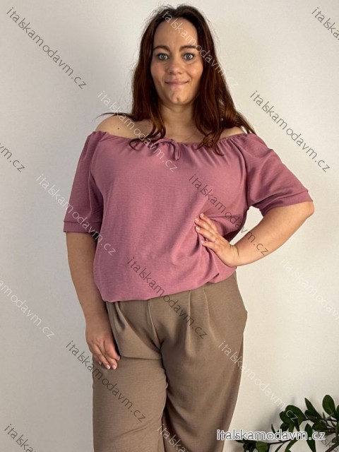 Halenka krátký rukáv dámské nadrozměr MINA (50/52/54 ONE SIZE) ITALSKÁ MÓDA IMC261113/DU