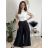 Nohavice elegantné s opaskom dámske (S/M/L ONE SIZE) TALIANSKA MÓDA IM4260015/DUR čierna S/M/L