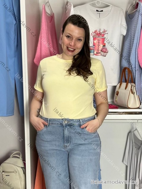 Tričko krátký rukáv dámské NELA (S/M/L ONE SIZE) ITALSKÁ MÓDA IMD26037
