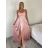 Šaty společenské dlouhé na ramínka saténové dámské (XS/S/M ONE SIZE) ITALSKÁ MÓDA IMM25M40243/DU -   Černá -   S/M