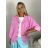 Bunda lehká oversize dlhý rukáv dámska (S/M/L ONE SIZE) TALIANSKA MÓDA IMWBHP260001/DUR S/M/L tmavo ružová