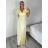 Šaty dlhé spoločenské krátký rukáv dámske TRIXIE (S/M/L ONE SIZE) TALIANSKA MÓDA IMM26M46391/DUR S/M/L žlutá