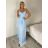 Šaty dlouhé společenské na ramínka dámské RAMONA (S/M/L ONE SIZE) ITALSKÁ MÓDA IMM26M44322/DU S/M/L světle modrá