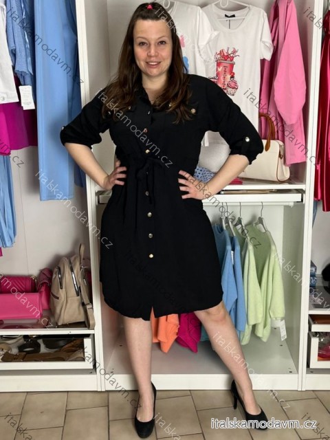 Šaty košilové 3/4 dlouhý rukáv dámské (S/M/L ONE SIZE) ITALSKÁ MÓDA IMD25030/DUR