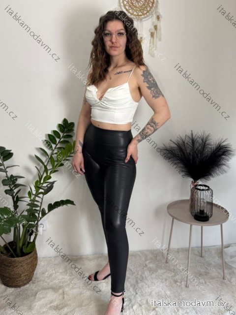 Legíny koženkové zateplené dlouhé dámské (S/M-XL/2XL) MIEGO MIE2339000319M/DU černá M/L