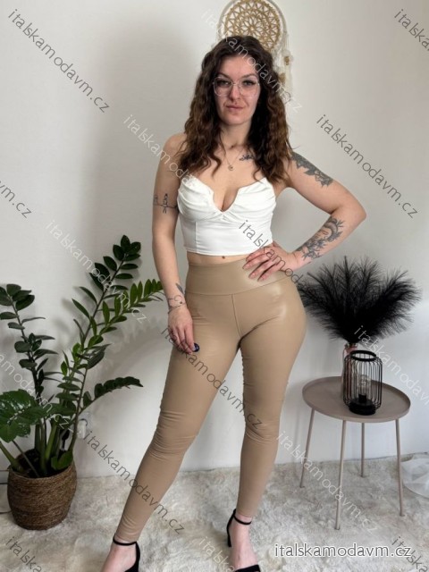 Legíny koženkové zateplené dlouhé dámské (S/M-XL/2XL) MIEGO MIE2339000319M/DU béžová M/L