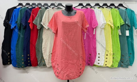 Šaty voľnočasové letné krátky rukáv dámske nadrozmer (44/46/48 ONE SIZE) TALIANSKA MÓDA IM426146