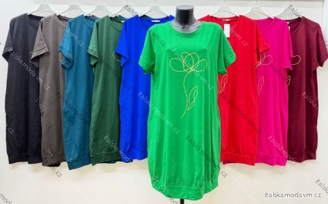 Šaty klasik letný krátky rukáv dámske nadrozmer (52/54/56 ONE SIZE) TALIANSKA MÓDA IM426151