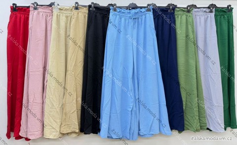 Kalhoty dlouhé letní dámské nadrozměr (40/42/44 ONE SIZE) ITALSKÁ MÓDA IM426154