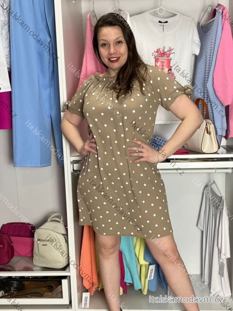 Šaty letné carmen puntíkaté krátky rukáv dámske nadrozměr EVE (40/42/44 ONE SIZE) TALIANSKA MÓDA IMC26141/DUR