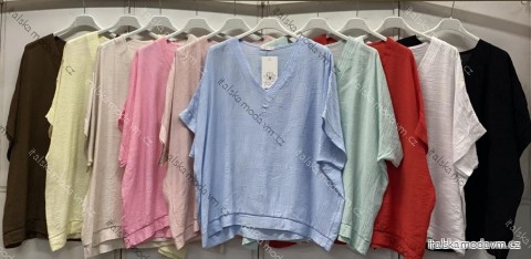 Tričko krátký rukáv dámské nadrozměr (50/52/54 ONE SIZE) ITALSKÁ MÓDA IMC26128