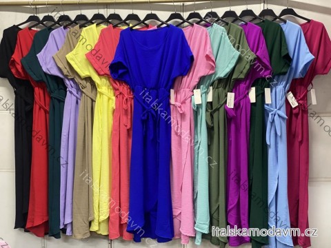 Šaty dlhé letné krátky rukáv dámske nadrozmer (50/52/54 ONE SIZE) TALIANSKA MÓDA IMC26153