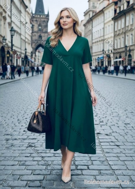 Šaty oversize krátky rukáv dámske nadrozmer (54/56/58 ONE SIZE) TALIANSKA MÓDA IMD26063