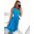 Šaty elegantní letní bez rukávu dámské (S/M/L ONE SIZE) ITALSKÁ MÓDA IM322SIMONE/DR světle modrá S/M/L