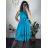 Šaty elegantní letní bez rukávu dámské (S/M/L ONE SIZE) ITALSKÁ MÓDA IM322SIMONE/DR světle modrá S/M/L