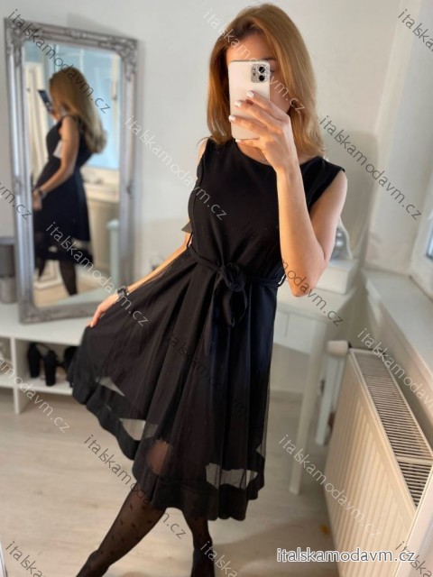 Šaty elegantní letní bez rukávu dámské (S/M/L ONE SIZE) ITALSKÁ MÓDA IM322SIMONE/DR čierna S/M/L