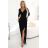 Šaty elegantní dlouhé zavinovací výstřih dámské (XS-XL) Polská moda NMC-404-13/DR Černá L