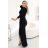 Šaty elegantní dlouhé zavinovací výstřih dámské (XS-XL) Polská moda NMC-404-13/DR Černá L