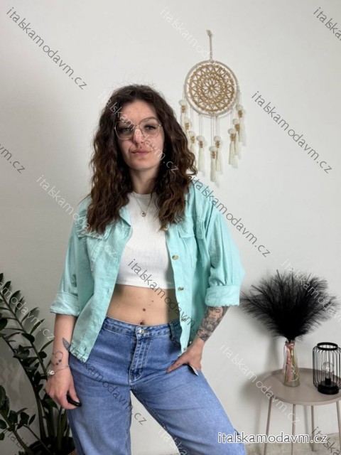 Bunda lehká oversize dlhý rukáv dámska (S/M/L ONE SIZE) TALIANSKA MÓDA IMWBHP260001/DUR mintová S/M/L