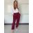 Tepláky/Kalhoty elegantní oversize dlouhé dámské (S/M/L ONE SIZE) ITALSKÁ MÓDA IMD26003/DUR vínová S/M/L
