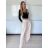 Kalhoty elegantní dlouhé s páskem dámské SANDRA (S/M/L ONE SIZE) ITALSKÁ MÓDA IMPVN262471/DU S/M/L světle modrá