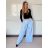 Kalhoty elegantní dlouhé s páskem dámské SANDRA (S/M/L ONE SIZE) ITALSKÁ MÓDA IMPVN262471/DU S/M/L světle modrá